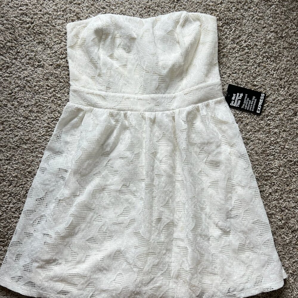 Express White Floral Strapless Mini Dress (NWT)